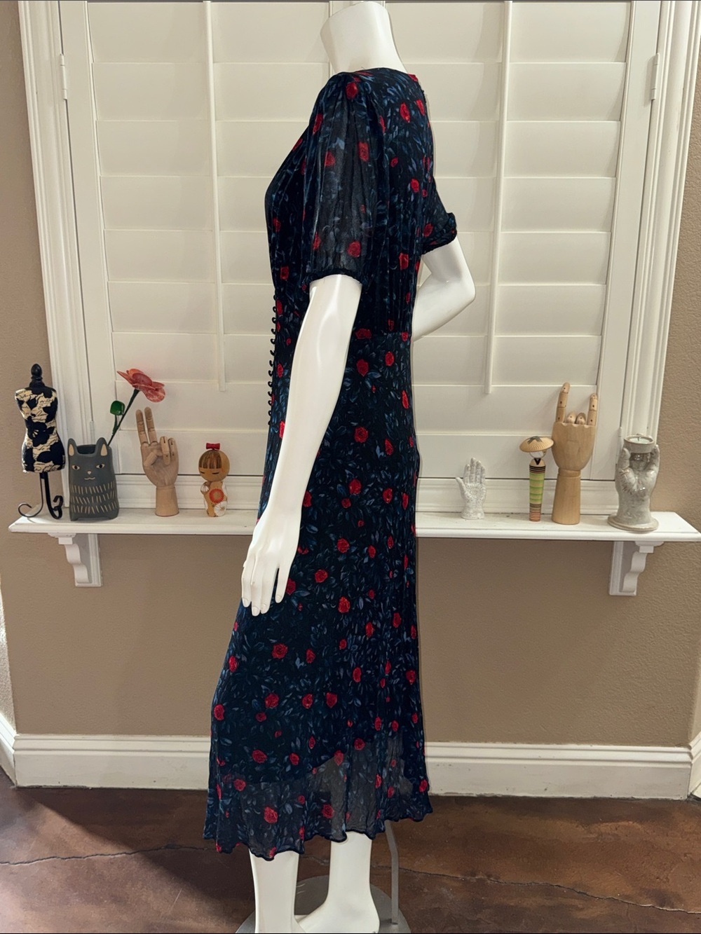 The Kooples Poison Roses Button Front Midi Dress - Picture 6 of 12